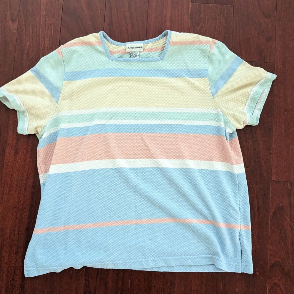 Alfred Dunner XL Multicolored Square Neckline Textured T-Shirt